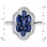 Genuine Sapphire and Diamond Floral Shield Ring. Tested 585 (14K) White Gold, Rhodium Finish. View 2
