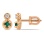 Emerald and Diamond Two-Stone Stud Earrings. Hypoallergenic 585 (14K) Rose Gold, Screw Backs