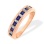 Channel-set Sapphire and Diamond Ring. Certified 585 (14kt) Rose Gold, Rhodium Detailing