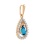 Droplet-shaped Blue Topaz and CZ Pendant. View 2