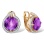 Feast-Worthy Amethyst and Diamond Earrings. Hypoallergenic Cadmium-free 585 (14K) Rose Gold