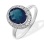 London Blue Topaz and Diamond Cocktail Ring. Certified 585 (14kt) White Gold, Rhodium Finish