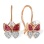 CZ and Enamel Butterfly Children's Earrings. Certified 585 (14kt) Rose Gold, Rhodium Detailing