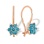 Aquamarine-like CZ Snowflake Kids' Earrings. Certified 585 (14kt) Rose Gold, Rhodium Detailing