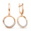Diamond Circular Earrings. Certified 585 (14kt) Rose Gold, Rhodium Detailing