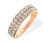 Half-Eternity Double-row Diamond Ring. Certified 585 (14kt) Rose Gold, Rhodium Detailing