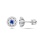 'Lights of Paris' Sapphire and Diamond Studs. Certified 585 (14kt) White Gold, Screw Backs