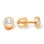 Illusion-set Diamond Round Stud Earrings. Certified 585 Rose Gold, Rhodium, Screw Backs