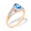 Blue Topaz Diamond Triple Shank Ring. 585 (14kt) Rose Gold, Rhodium Detailing