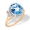 Blue Topaz and CZ Rose Gold Cocktail Ring. Certified 585 (14kt) Rose Gold, Rhodium Detailing