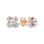 Swarovski CZ Flower Stud Earrings. Certified 585 (14kt) Rose Gold, Friction Backs
