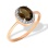 Oval Smoky Quartz and Diamond Ring. Certified 585 (14kt) Rose Gold, Rhodium Detailing