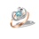 Blue Topaz and CZ Twisted Ring. 585 Rose and White Gold