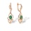 Emerald and Diamond Long  Dangle Earrings. 585 (14kt) Rose Gold, Rhodium Detailing