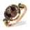 Ring with Round Smoky Quartz / Champagne Diamonds. Hypoallergenic 585 (14K) Rose Gold, Black Rhodium