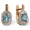 Pure Classic Earrings with Blue Topaz and Diamonds. Hypoallergenic Cadmium-free 585 (14K) Rose Gold