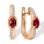 Earrings with Oval Rubies and Round Diamonds. Hypoallergenic 585 Rose Gold, Rhodium Detailing