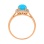 Ring with Turquoise Cabochon in Diamond Frame. Hypoallergenic 585 Rose Gold, Rhodium Detailing. View 4
