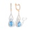 Teardrop Blue Topaz and CZ Earrings. 585 (14kt) Rose Gold, Rhodium Detailing