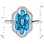 Genuine Blue Topaz and Diamond Floral Shield Ring. Tested 585 (14K) White Gold, Rhodium Finish. View 2