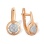 CZ Petite Leverback Earrings. Certified 585 (14kt) Rose Gold, Rhodium Detailing