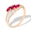 3 Marquise-shaped Rubies and Diamond Ring. 585 (14kt) Rose and White Gold