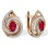 Ruby and Diamond Surprising Shape Earrings. Hypoallergenic Cadmium-free 585 (14K) Rose Gold