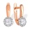 Fancy-cut Swarovski CZ Leverback Earrings. 585 (14kt) Rose Gold, Rhodium Detailing