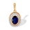 Pendant Featuring Sapphire and 22 Diamonds. Hypoallergenic 585 Rose Gold, Rhodium Detailing
