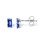 Baguette Sapphire Stud Earrings. Certified 585 (14kt) White Gold, Friction Backs