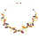 Multi-Leaf Amber and Turquoise Necklace. 925 Silver Clasp
