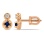 Sapphire and Diamond Two-Stone Stud Earrings. Hypoallergenic 585 (14K) Rose Gold, Screw Backs