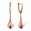 Diamond and Pear-shaped Ruby Dangle Earrings. Hypoallergenic 585 Rose Gold, Rhodium Detailing