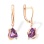 Trillion-shaped Amethyst Dangle Earrings. Certified 585 (14kt) Rose Gold
