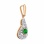 Lab-Grown Emerald and Diamond Teardrop Pendant. Tested 585 (14K) Rose and White Gold. View 2