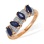 Ring with Diamonds and Marquise-cut Sapphires. Hypoallergenic 585 Rose Gold, Rhodium Detailing