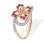 Ruby and Diamond Flower Ring. 585 (14kt) Rose Gold, Rhodium Detailing