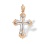 Russian Cross with 4 Diamonds and Fancy Bail. Certified 585 (14kt) Rose and White Gold