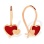 Red Enamel Heart Children's Earrings. Certified 585 (14kt) Rose Gold