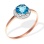 Fancy Cut Blue Topaz Ring. 585 (14kt) Rose Gold, Rhodium Detailing