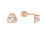 CZ Martini-style Stud Earrings. 585 (14kt) Rose Gold, Screw Backs