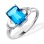 Swiss Blue Topaz and Diamond Ring. Tested 585 (14K) White Gold