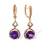 Amethyst and Champagne Diamond Dangle Earrings. Hypoallergenic 585 (14K) Rose Gold, Black Rhodium
