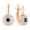 Romantic Sapphire and Diamond Leverback Earrings. Certified 585 (14kt) Rose Gold, Rhodium Detailing