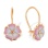 Enamel 'Peony Flower' Children's Earrings. Certified 585 (14kt) Rose Gold, Pink Enamel