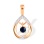 Diamond Pendant with Pendulous Round Sapphire. Certified 585 (14kt) Rose Gold, Rhodium Detailing