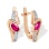 Marquise-shaped Ruby and Diamond Earrings. Certified 585 (14kt) Rose Gold, Rhodium Detailing