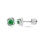 Emerald Swirl Design Stud Earrings. Certified 585 White Gold, Rhodium, Screw Backs
