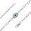 Evil Eye Paperclip Link Bracelet of 14K White Gold. Diamonds, Turquoise and Black Onyx. View 2