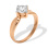 Swarovski CZ Solitaire Ring. 585 (14kt) Rose Gold, Rhodium Detailing